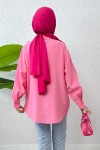 Broş Detaylı Tesettür Tunik 2264 - PEMBE