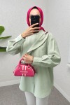 Broş Detaylı Tesettür Tunik 2264 - SU YEŞİLİ