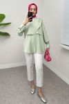 Broş Detaylı Tesettür Tunik 2264 - SU YEŞİLİ
