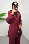 İp Bağcıklı Ceket Takım 2265 - BORDO