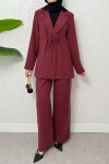 İp Bağcıklı Ceket Takım 2265 - BORDO