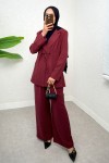 İp Bağcıklı Ceket Takım 2265 - BORDO