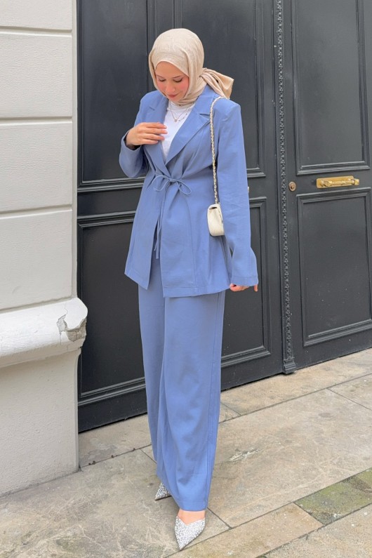 İp Bağcıklı Ceket Takım 2265 - İNDİGO