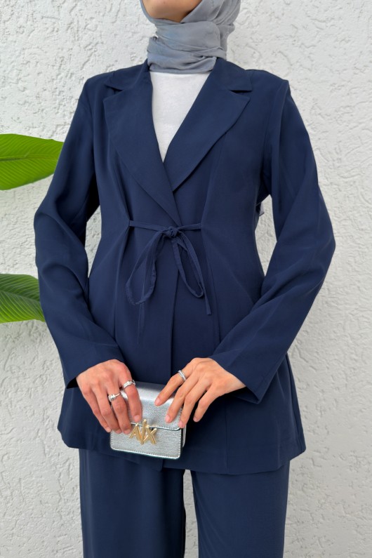 İp Bağcıklı Ceket Takım 2265 - LACİVERT