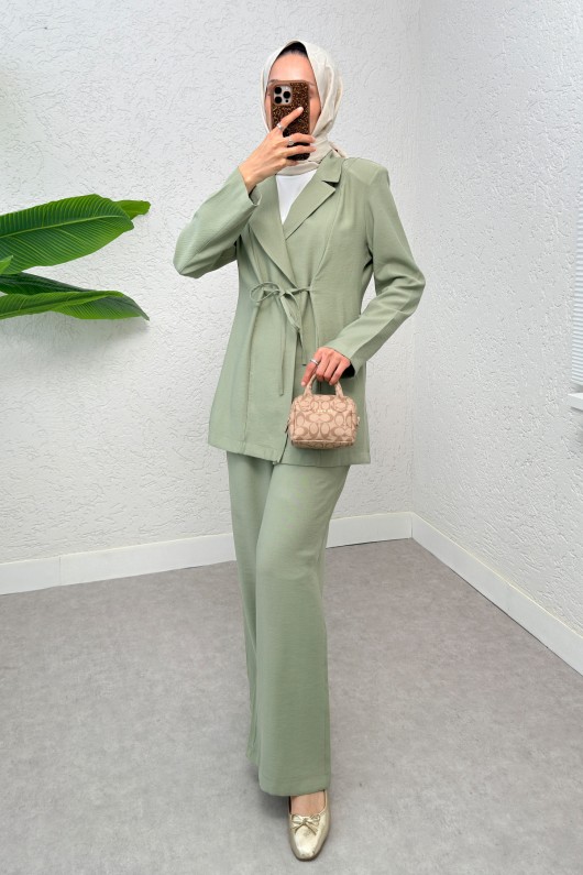 İp Bağcıklı Ceket Takım 2265 - MİNT YEŞİLİ