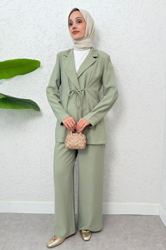 İp Bağcıklı Ceket Takım 2265 - MİNT YEŞİLİ