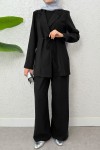 İp Bağcıklı Ceket Takım 2265 - SİYAH