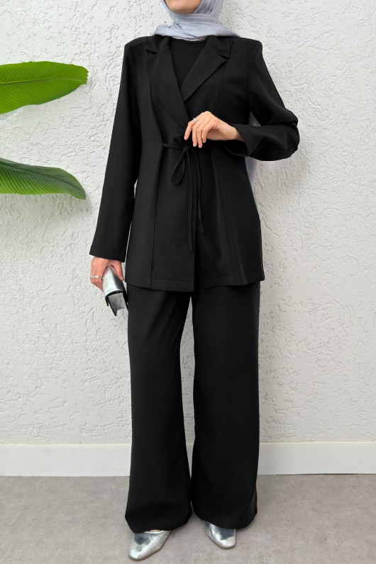 İp Bağcıklı Ceket Takım 2265 - SİYAH