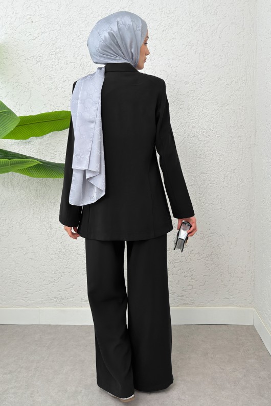 İp Bağcıklı Ceket Takım 2265 - SİYAH