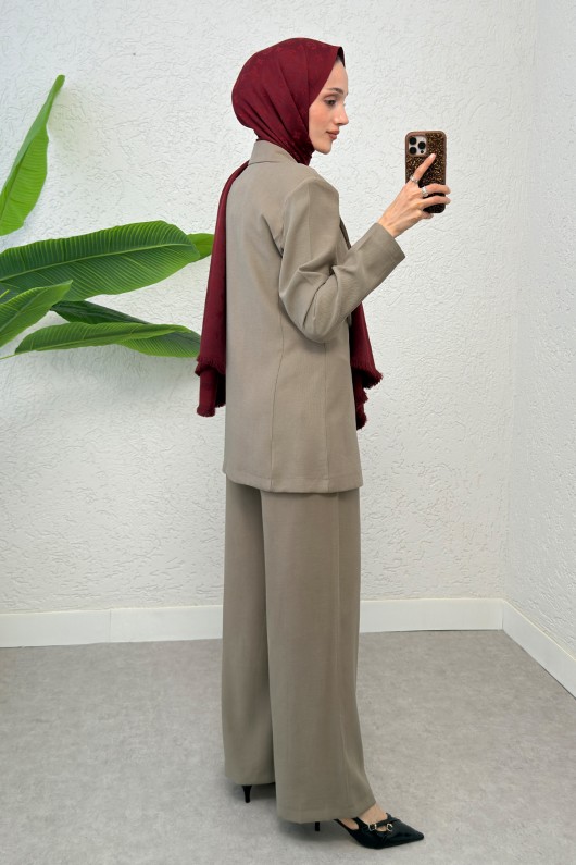 İp Bağcıklı Ceket Takım 2265 - VİZON