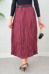 Kırışık Tesettür Etek 2266 - BORDO
