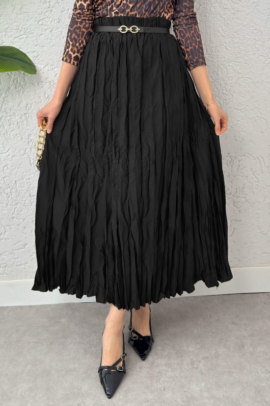 Kırışık Tesettür Etek 2266 - SİYAH