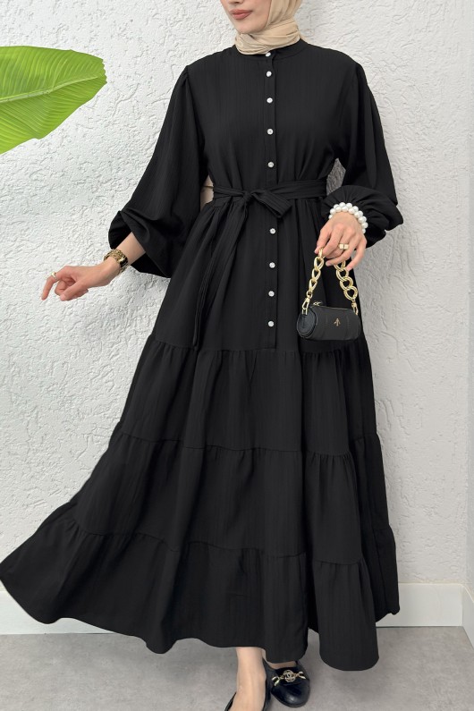 Hakim Yaka Tesettür Elbise 2268 - SİYAH