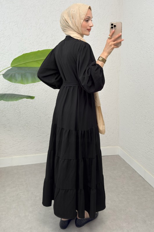 Hakim Yaka Tesettür Elbise 2268 - SİYAH