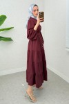 Hakim Yaka Tesettür Elbise 2268 - BORDO