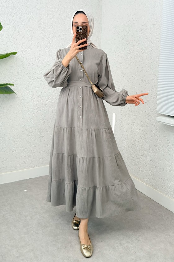 Hakim Yaka Tesettür Elbise 2268 - KÜF YEŞİLİ