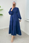Hakim Yaka Tesettür Elbise 2268 - SAKS MAVİSİ