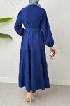 Hakim Yaka Tesettür Elbise 2268 - SAKS MAVİSİ