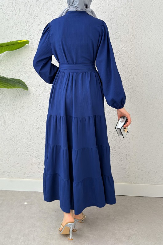 Hakim Yaka Tesettür Elbise 2268 - SAKS MAVİSİ