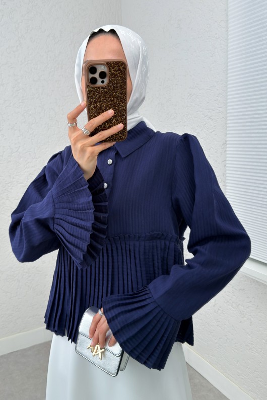 Pilise Detaylı Gömlek 2270 - LACİVERT