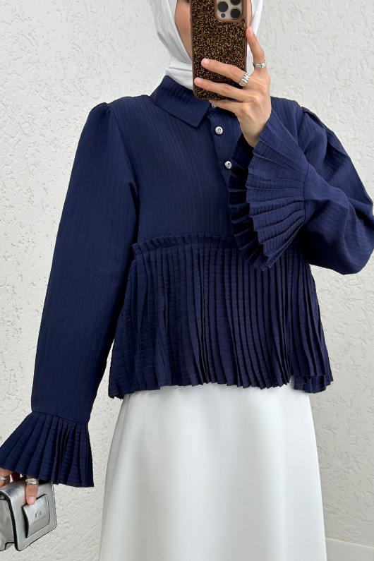 Pilise Detaylı Gömlek 2270 - LACİVERT