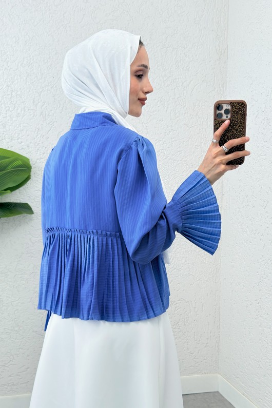 Pilise Detaylı Gömlek 2270 - MAVİ