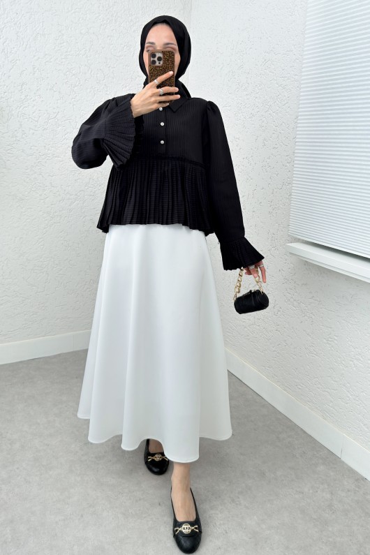 Pilise Detaylı Gömlek 2270 - SİYAH