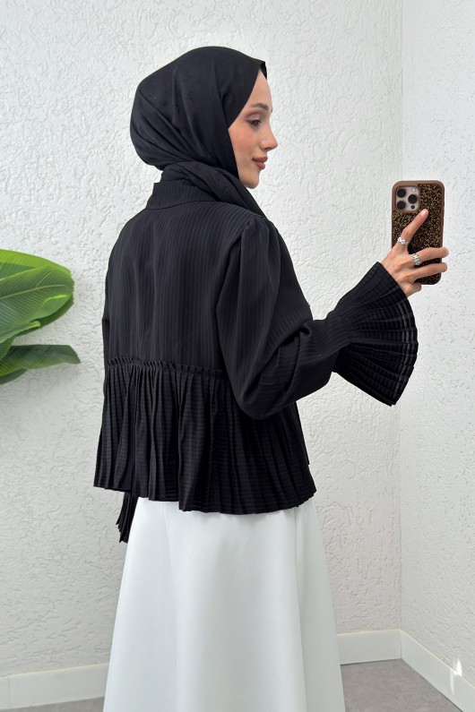 Pilise Detaylı Gömlek 2270 - SİYAH