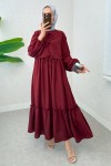 Balon Kol Bolerolu Elbise Takım 2271 - BORDO Balon Kol Bolerolu Elbise Takım 2271 - BORDO