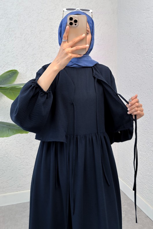 Balon Kol Bolerolu Elbise Takım 2271 - LACİVERT