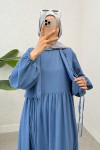Balon Kol Bolerolu Elbise Takım 2271 - MAVİ Balon Kol Bolerolu Elbise Takım 2271 - MAVİ
