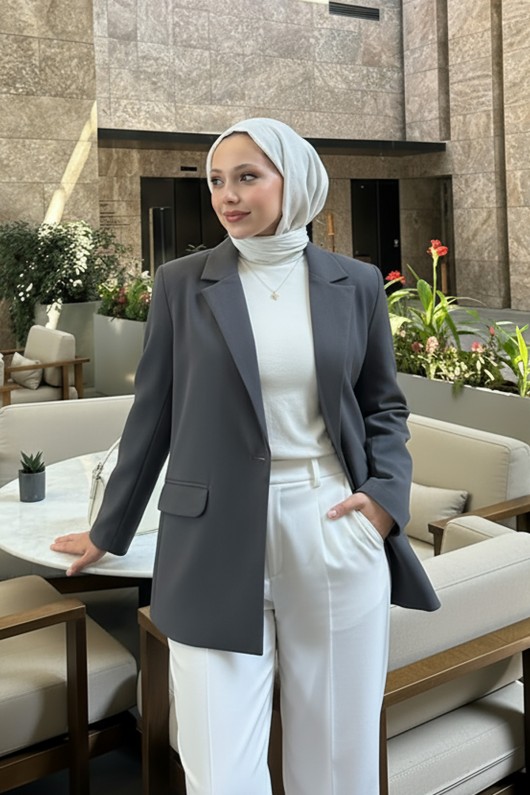 Scuba Blazer Ceket 2272 - ANTRASİT Scuba Blazer Ceket 2272 - ANTRASİT