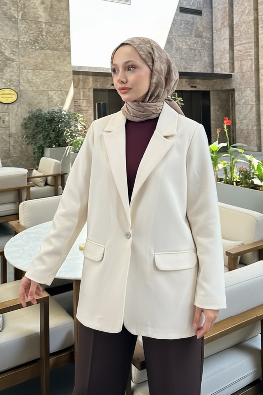 Scuba Blazer Ceket 2272 - BEJ Scuba Blazer Ceket 2272 - BEJ