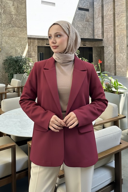 Scuba Blazer Ceket 2272 - BORDO