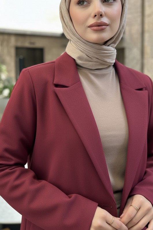 Scuba Blazer Ceket 2272 - BORDO
