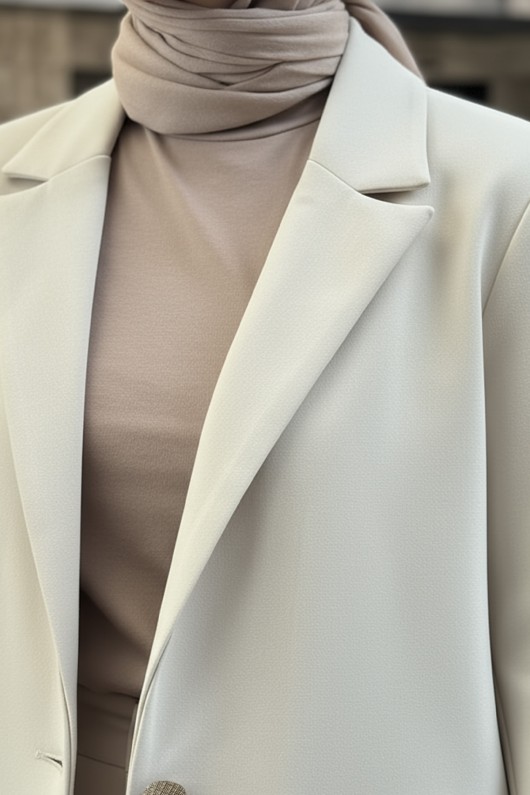 Scuba Blazer Ceket 2272 - TAŞ RENGİ