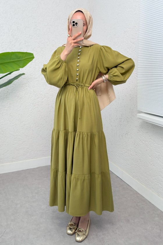 Büzgü Bağcıklı Elbise 2275 - ALTUNİ