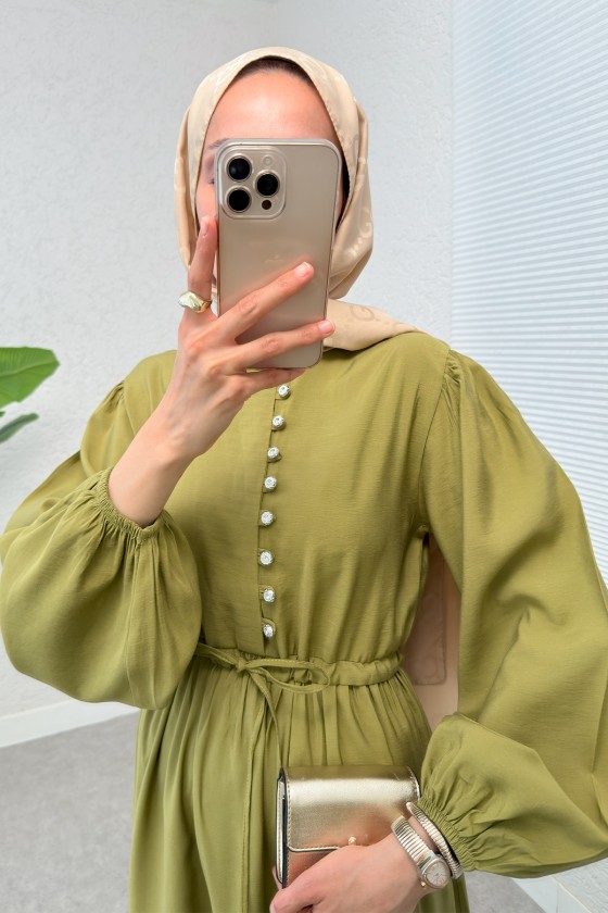 Büzgü Bağcıklı Elbise 2275 - ALTUNİ Büzgü Bağcıklı Elbise 2275 - ALTUNİ