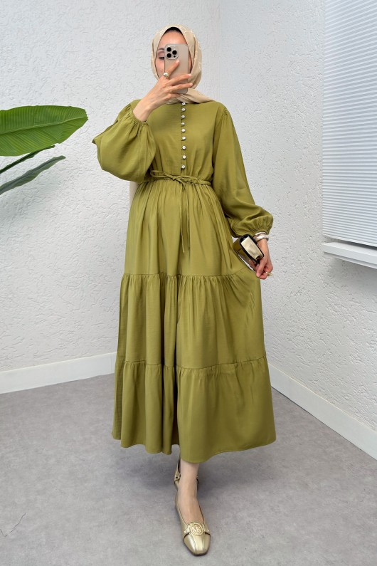 Büzgü Bağcıklı Elbise 2275 - ALTUNİ