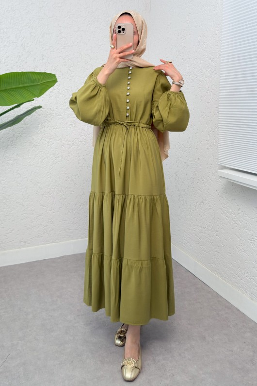 Büzgü Bağcıklı Elbise 2275 - ALTUNİ