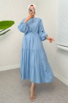 Büzgü Bağcıklı Elbise 2275 - BEBE MAVİSİ