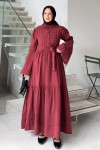 İspanyol Kol Tesettür Elbise 2276 - BORDO