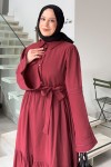 İspanyol Kol Tesettür Elbise 2276 - BORDO