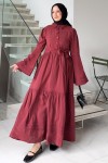 İspanyol Kol Tesettür Elbise 2276 - BORDO