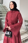 İspanyol Kol Tesettür Elbise 2276 - BORDO