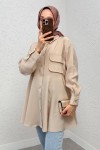 Çift Kapaklı Uzun Tunik 2277 - BEJ