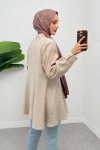 Çift Kapaklı Uzun Tunik 2277 - BEJ