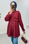 Çift Kapaklı Uzun Tunik 2277 - BORDO