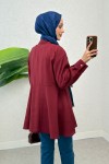 Çift Kapaklı Uzun Tunik 2277 - BORDO