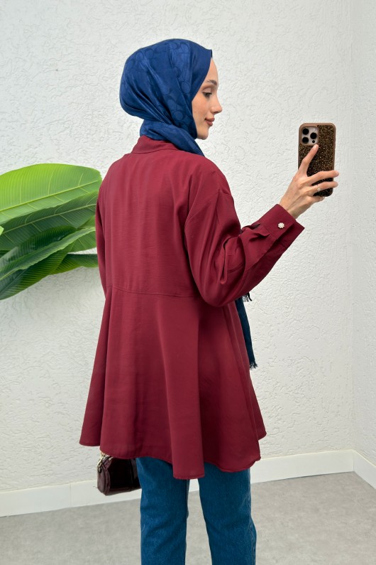 Çift Kapaklı Uzun Tunik 2277 - BORDO